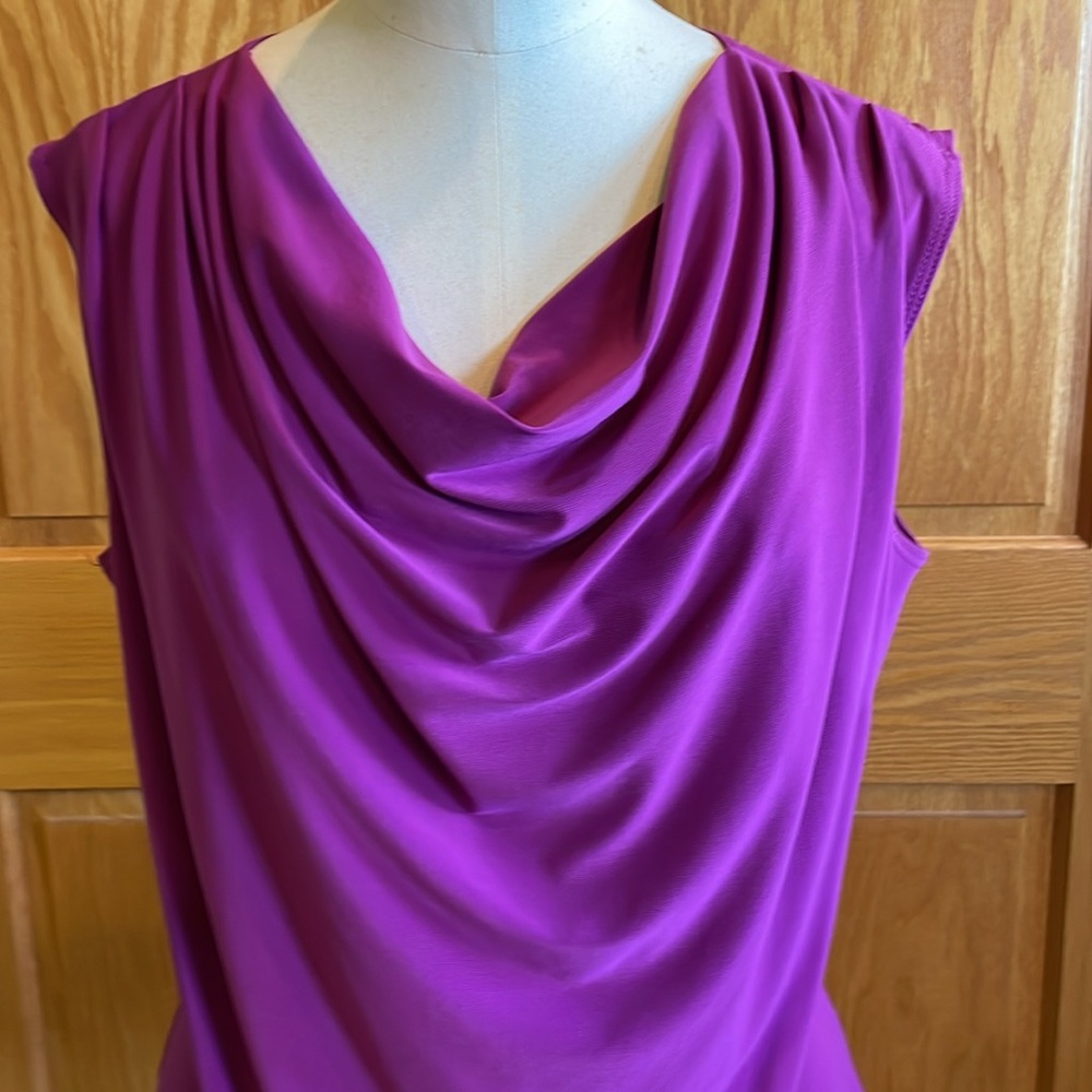 CDW Women's Purple Drape Scoop Neck Top - Picture 2 of 7